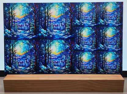 DecoCraft - Elevated Texture - Cherokee Rose - Realistic Stained Glass - Winter Landscape - Winter Forest