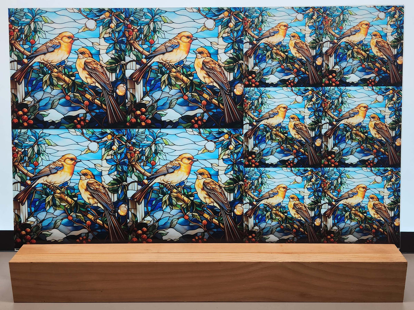 DecoCraft - Elevated Texture - Cherokee Rose - Realistic Stained Glass - Winter Birds -Robins