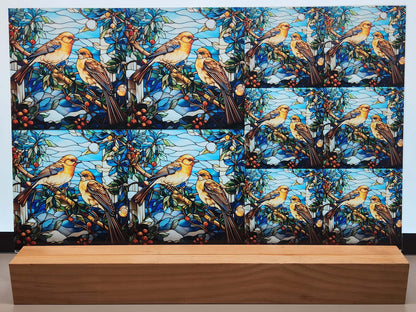 DecoCraft - Elevated Texture - Cherokee Rose - Realistic Stained Glass - Winter Birds -Robins