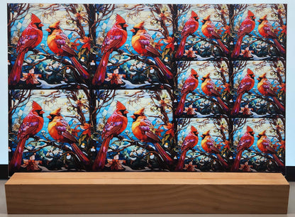 DecoCraft - Elevated Texture - Cherokee Rose - Realistic Stained Glass - Winter Birds - Cardinals