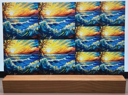 DecoCraft - Elevated Texture - Cherokee Rose - Realistic Stained Glass - Ocean Sunset - Golden Sky