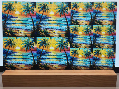 DecoCraft - Elevated Texture - Cherokee Rose - Realistic Stained Glass - Ocean Sunset - Golden Reflection