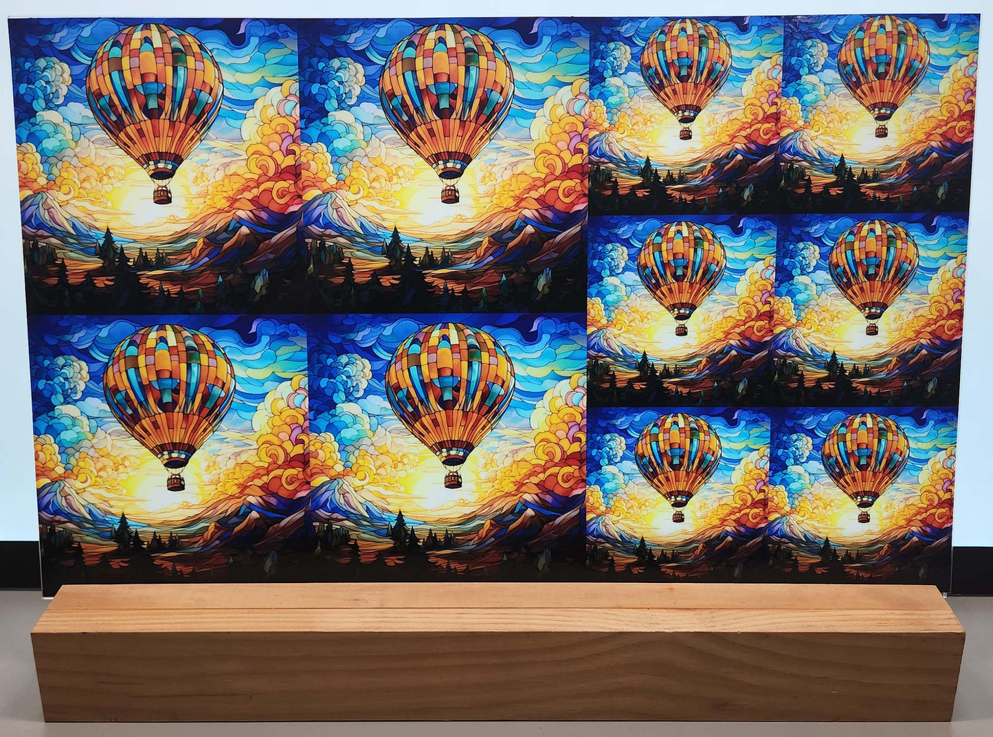 DecoCraft - Elevated Texture - Cherokee Rose - Realistic Stained Glass - Hot Air Balloon - Orange