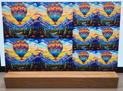 DecoCraft - Elevated Texture - Cherokee Rose - Realistic Stained Glass - Hot Air Balloon - Blue