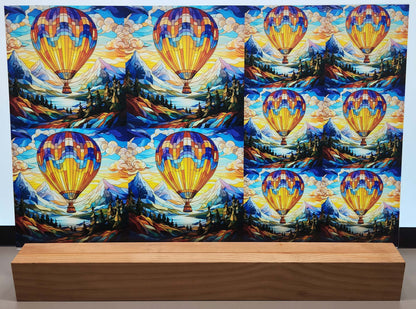 DecoCraft - Elevated Texture - Cherokee Rose - Realistic Stained Glass - Hot Air Balloon - Yellow