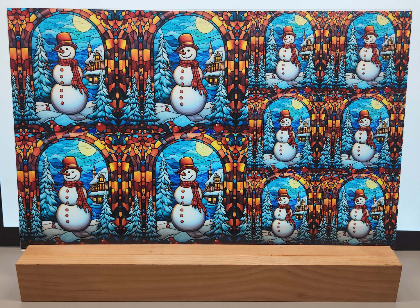 DecoCraft - Elevated Texture - Cherokee Rose - Realistic Stained Glass - Christmas Fun - Snowman