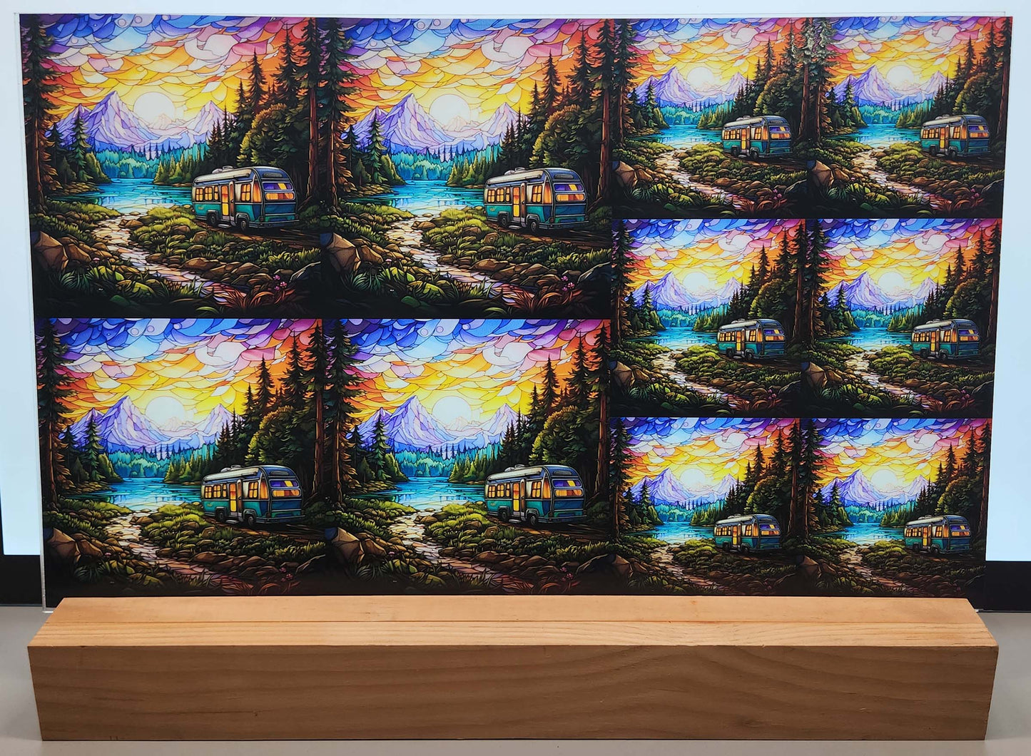 DecoCraft - Elevated Texture - Cherokee Rose - Realistic Stained Glass - Camper Bus