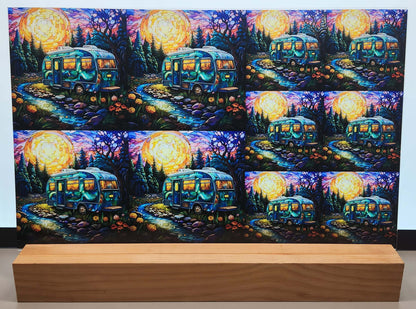 DecoCraft - Elevated Texture - Cherokee Rose - Realistic Stained Glass - Teal Camper