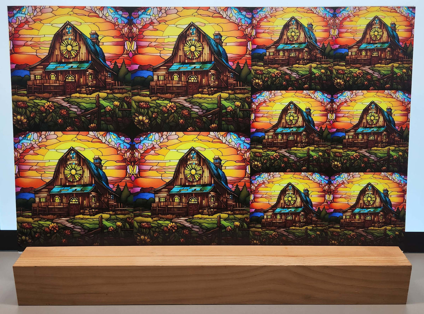 DecoCraft - Elevated Texture - Cherokee Rose - Realistic Stained Glass - Brown Circle Barn