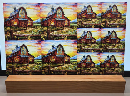 DecoCraft - Elevated Texture - Cherokee Rose - Realistic Stained Glass - Brown Barn Sunset