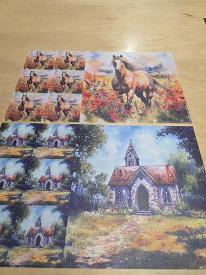 DecoCraft - Office Clean Out - Flat Non-Textured Small Scenic Tile Prints - Volume 2 - Multiple Bundles Available