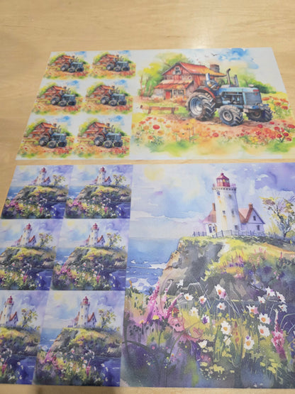 DecoCraft - Office Clean Out - Flat Non-Textured Large Scenic Tile Prints - Volume 2 - Multiple Bundles Available