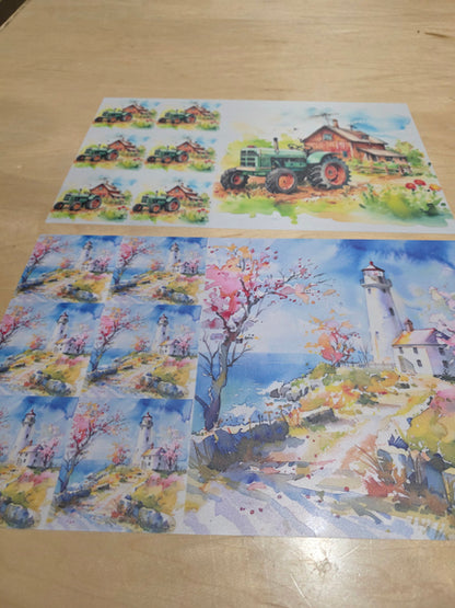 DecoCraft - Office Clean Out - Flat Non-Textured Large Scenic Tile Prints - Volume 3 - Multiple Bundles Available