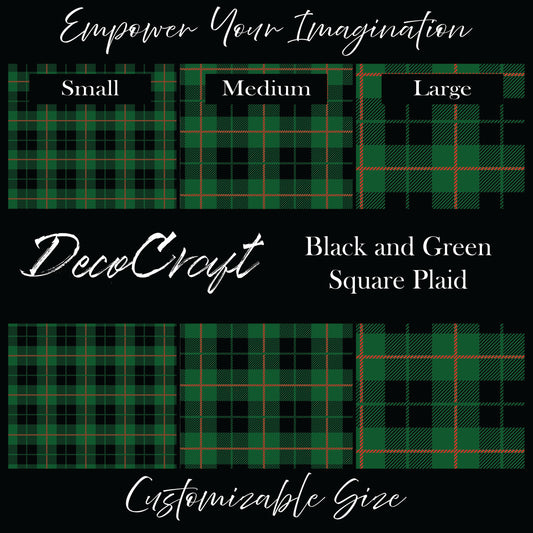 DecoCraft Christmas - Plaid - Black and Green Square Plaid