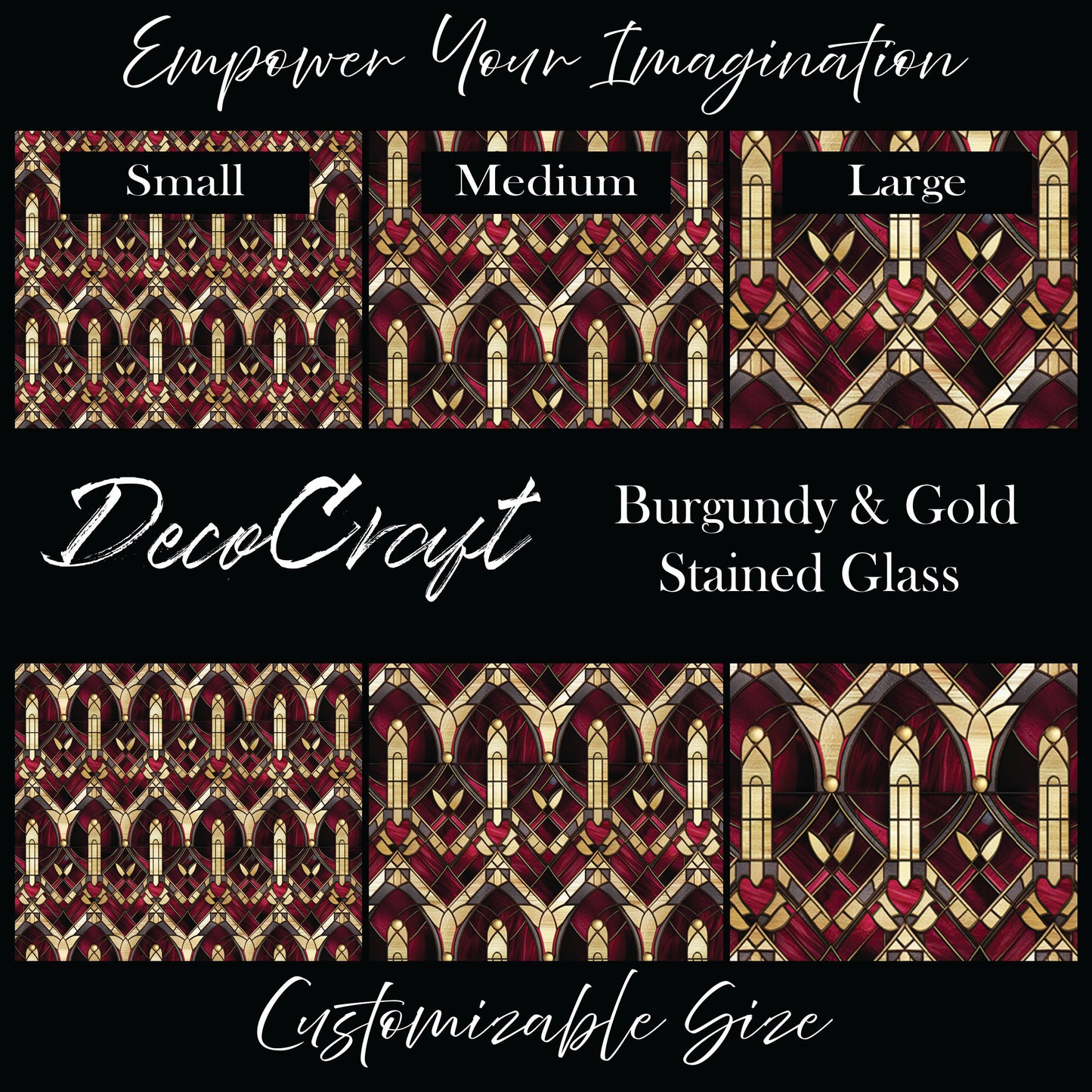 DecoCraft - Stained Glass - Art Deco - Burgundy & Gold