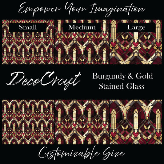 DecoCraft - Stained Glass - Art Deco - Burgundy & Gold