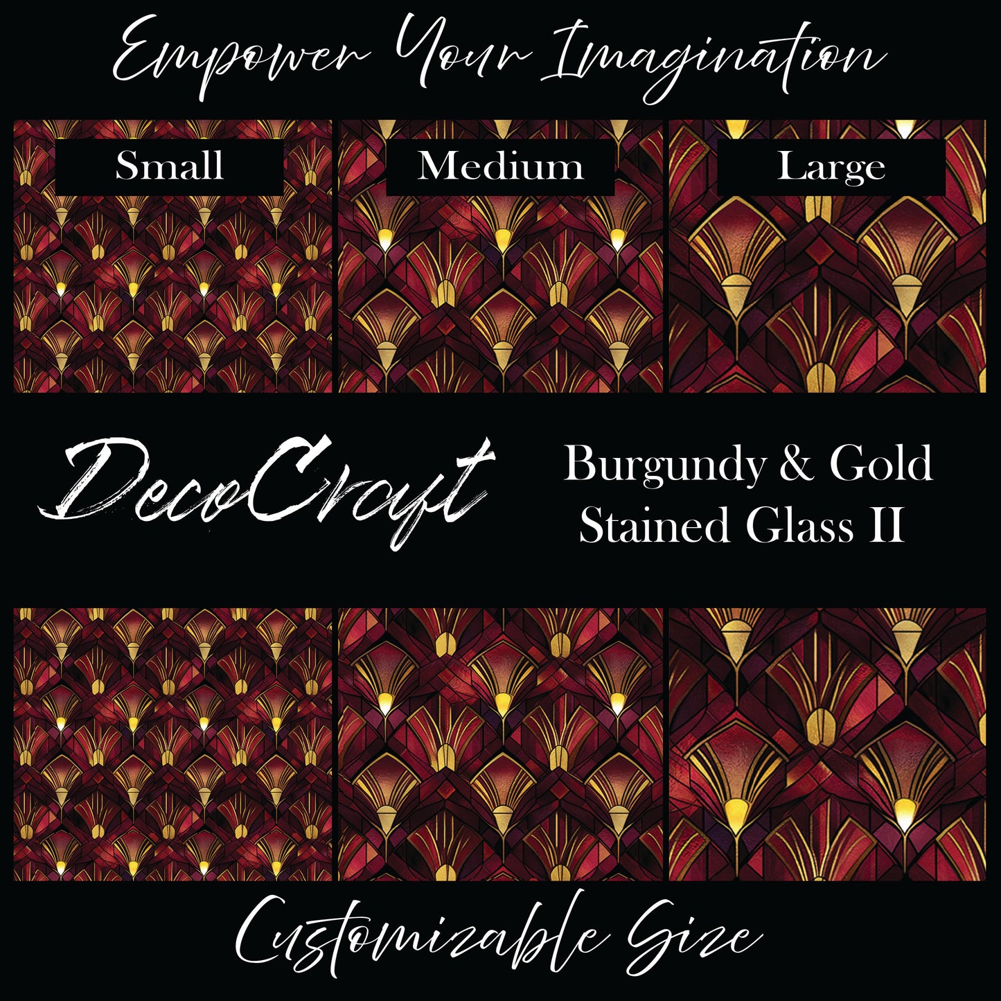 DecoCraft - Stained Glass - Art Deco - Burgundy & Gold II