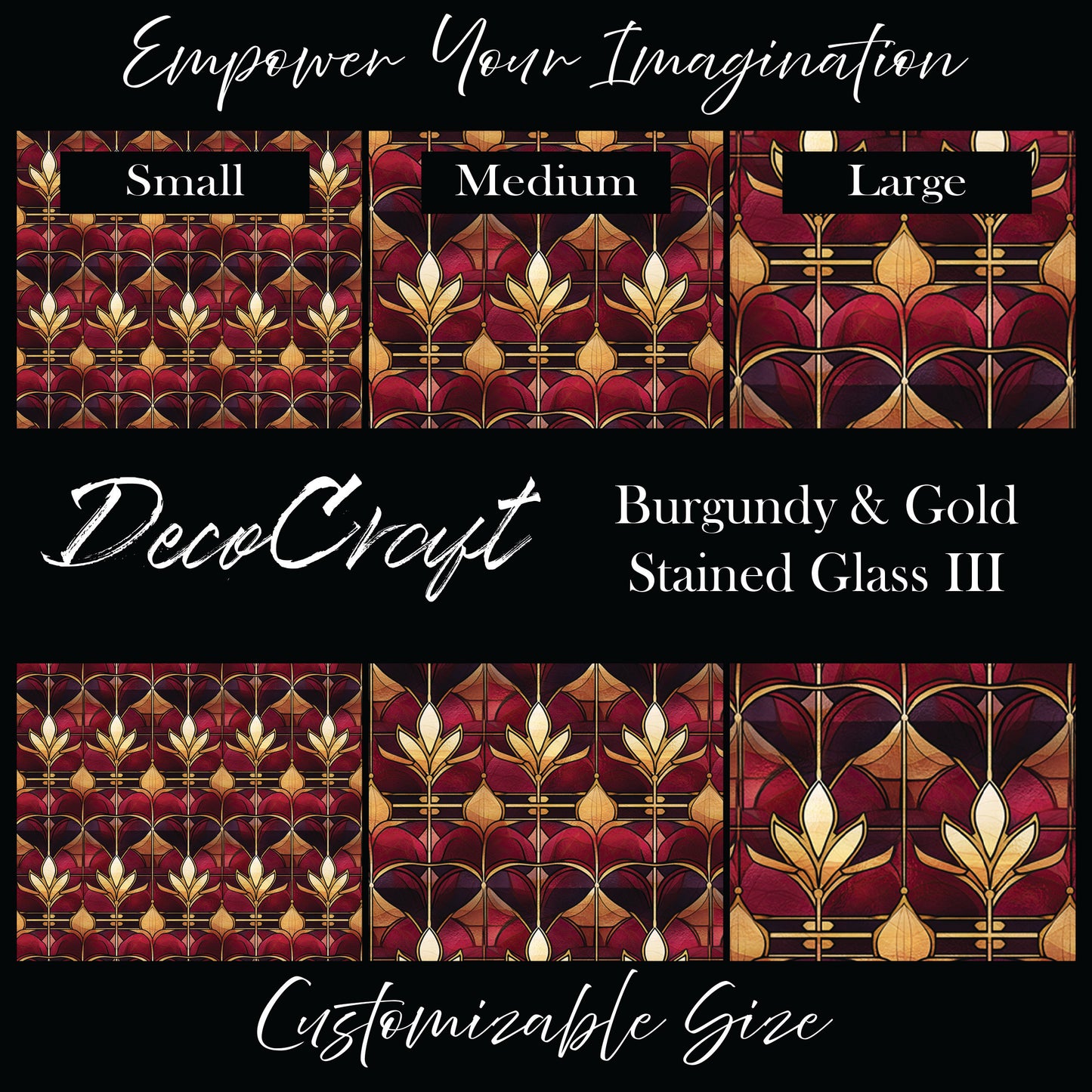 DecoCraft - Stained Glass - Art Deco - Burgundy & Gold III