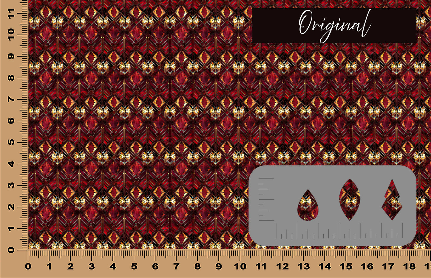 DecoCraft - Stained Glass - Art Deco - Burgundy & Gold IV