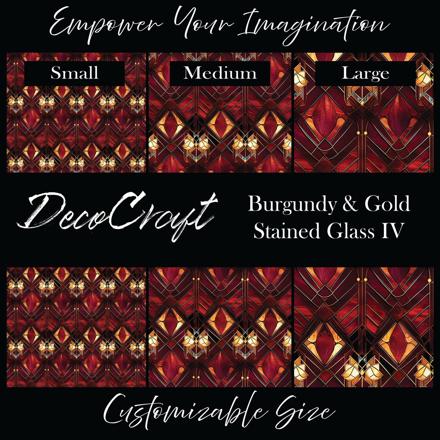 DecoCraft - Stained Glass - Art Deco - Burgundy & Gold IV