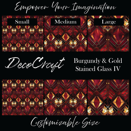 DecoCraft - Stained Glass - Art Deco - Burgundy & Gold IV