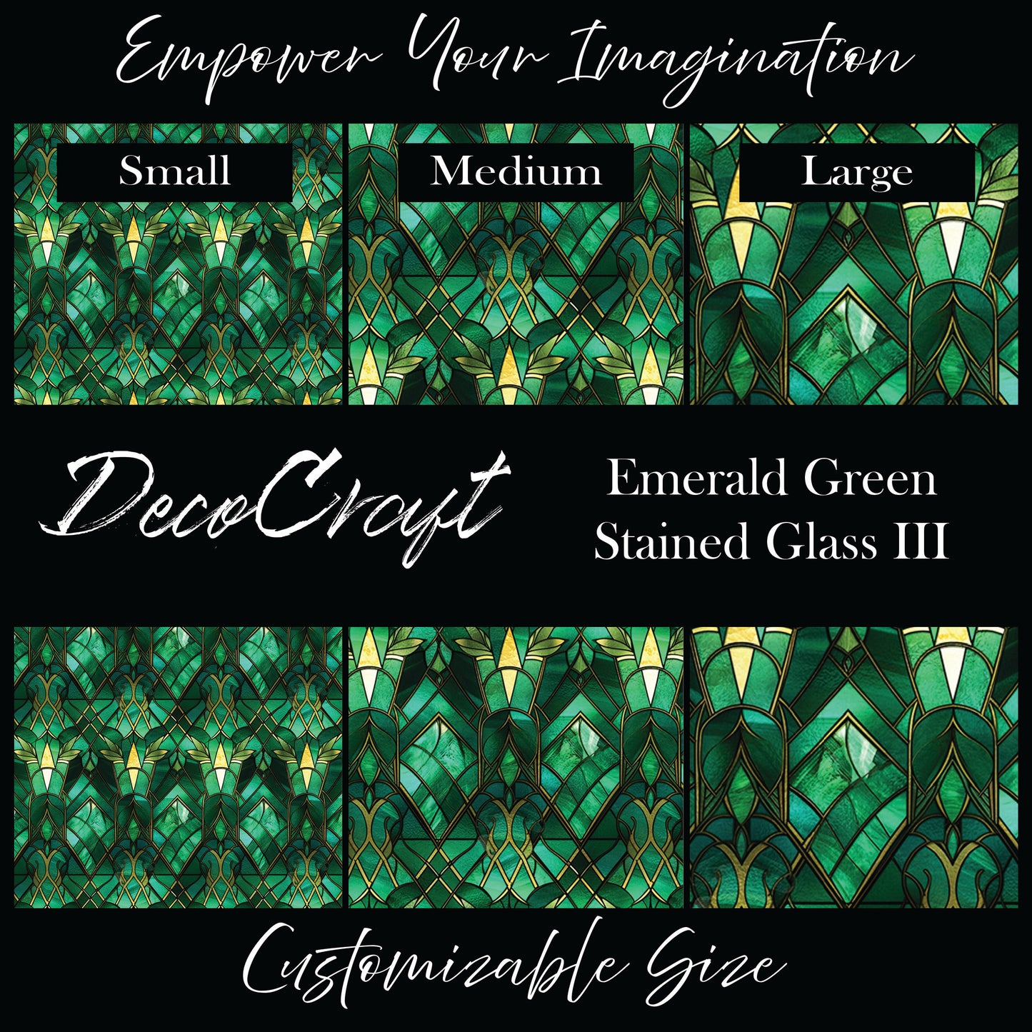 DecoCraft - Stained Glass - Art Deco - Emerald Green III