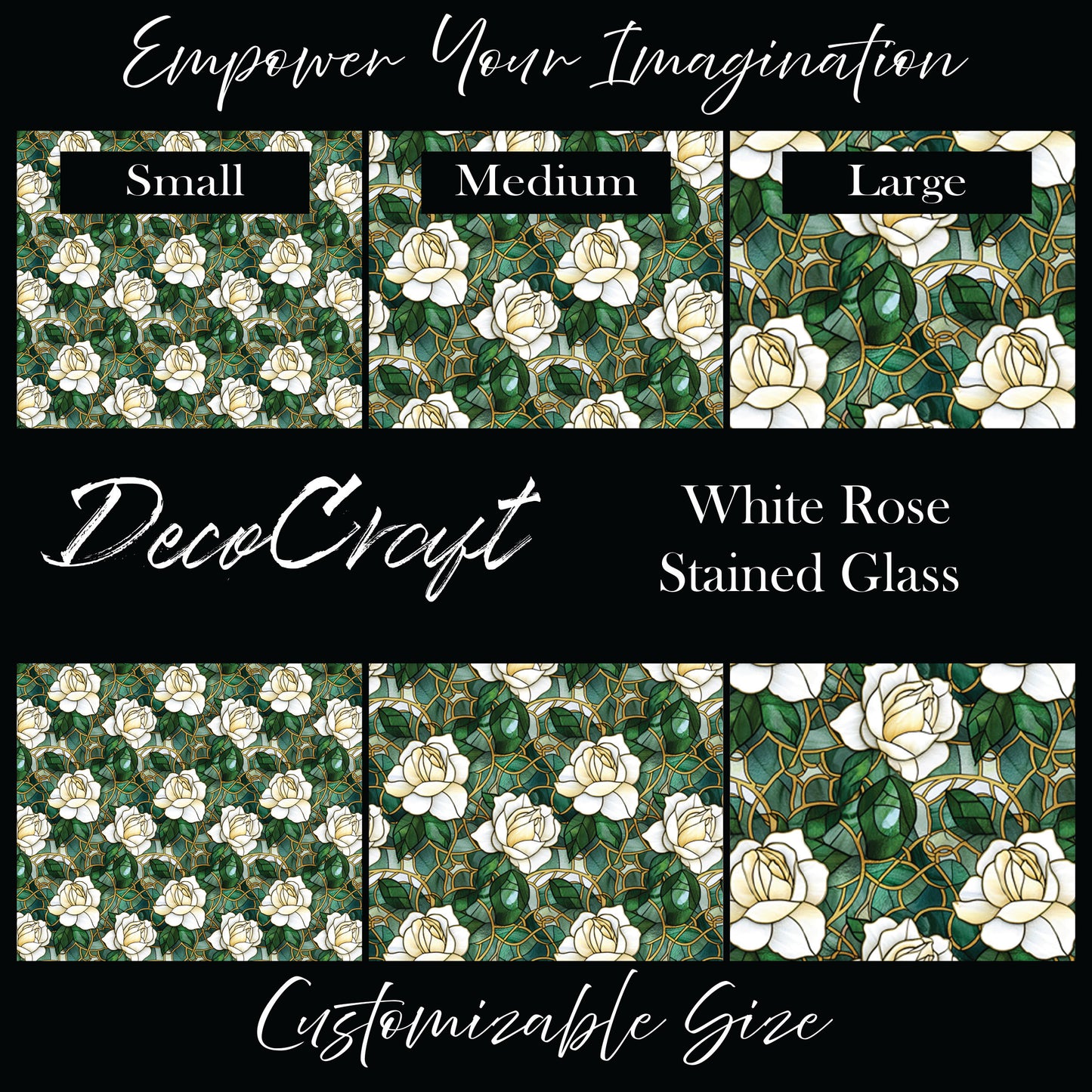 DecoCraft - Stained Glass - Flowers - White Rose