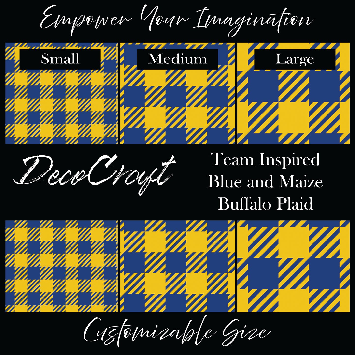 DecoCraft - Team Inspired - Plaid - Buffalo Plaid - Blue & Maize