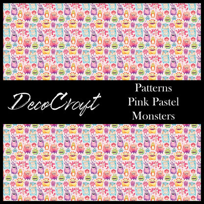 DecoCraft - Kids Collection - Monsters - Pink Pastel Monsters