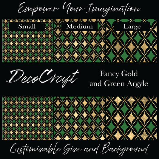 DecoCraft - Mardi Gras - Fancy Gold and Green Argyle