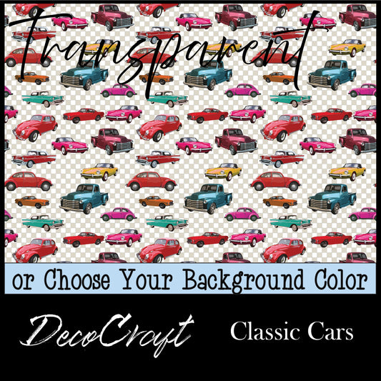 DecoCraft - Transparent - Patterns - Classic Cars