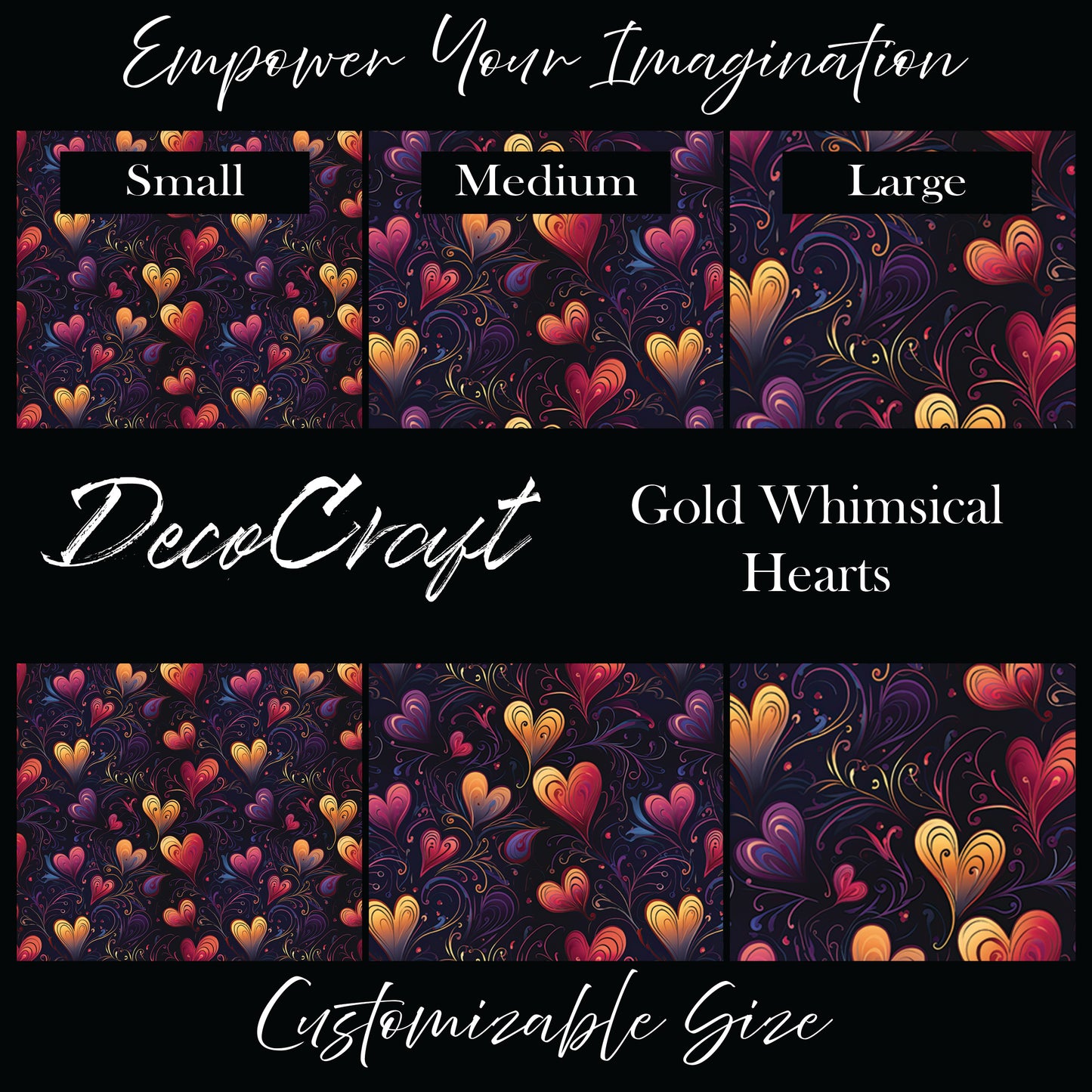 DecoCraft - Valentine's Day - Gold Whimsical Hearts