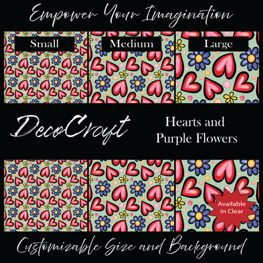 DecoCraft - Valentine's Day - Hearts & Purple Flowers