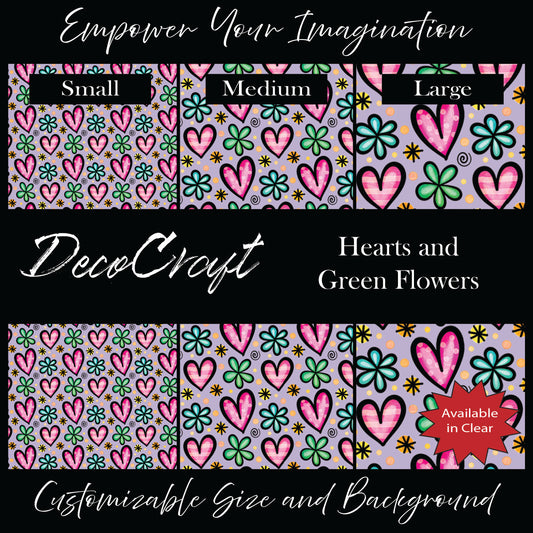 DecoCraft - Valentine's Day - Hearts & Green Flowers