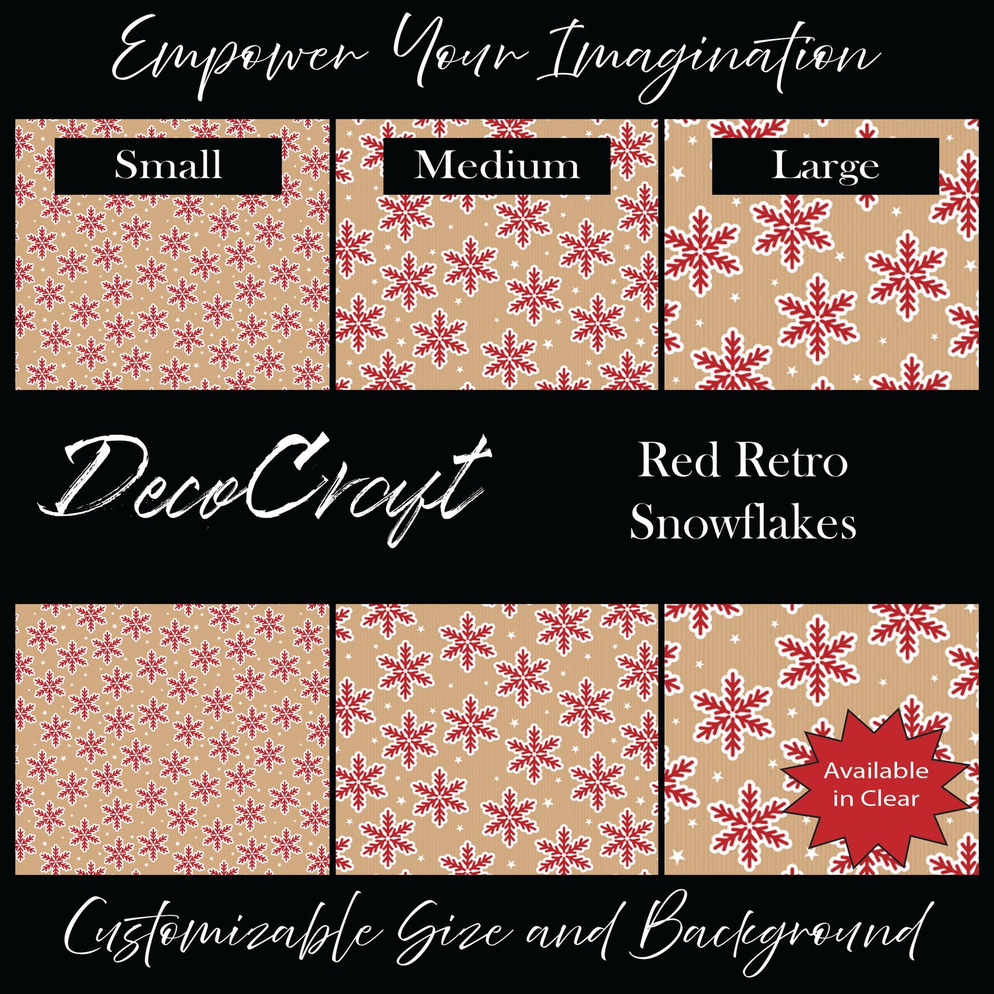 DecoCraft Christmas - Retro Red Snowflakes