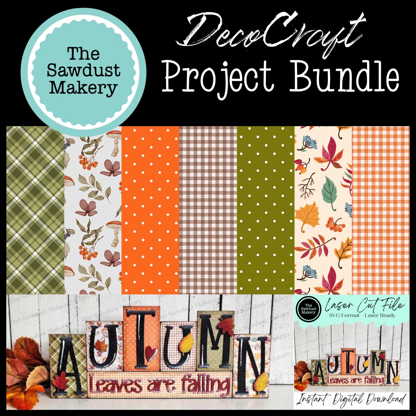 DecoCraft - The Sawdust Makery- Project Bundle - Autumn Word Block - 7 Sheets