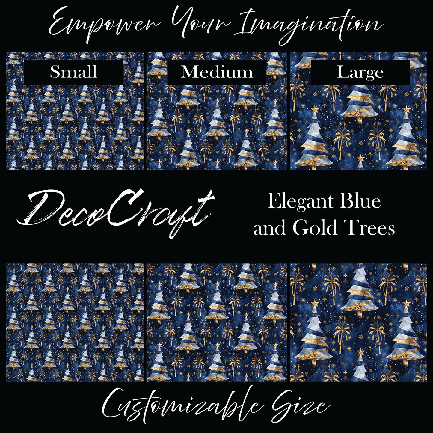 DecoCraft Christmas - Elegant Blue and Gold Trees