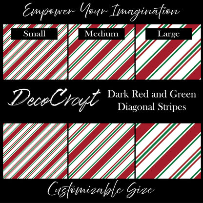 DecoCraft - Stripes - Dark Red and Green Diagonal Stripes