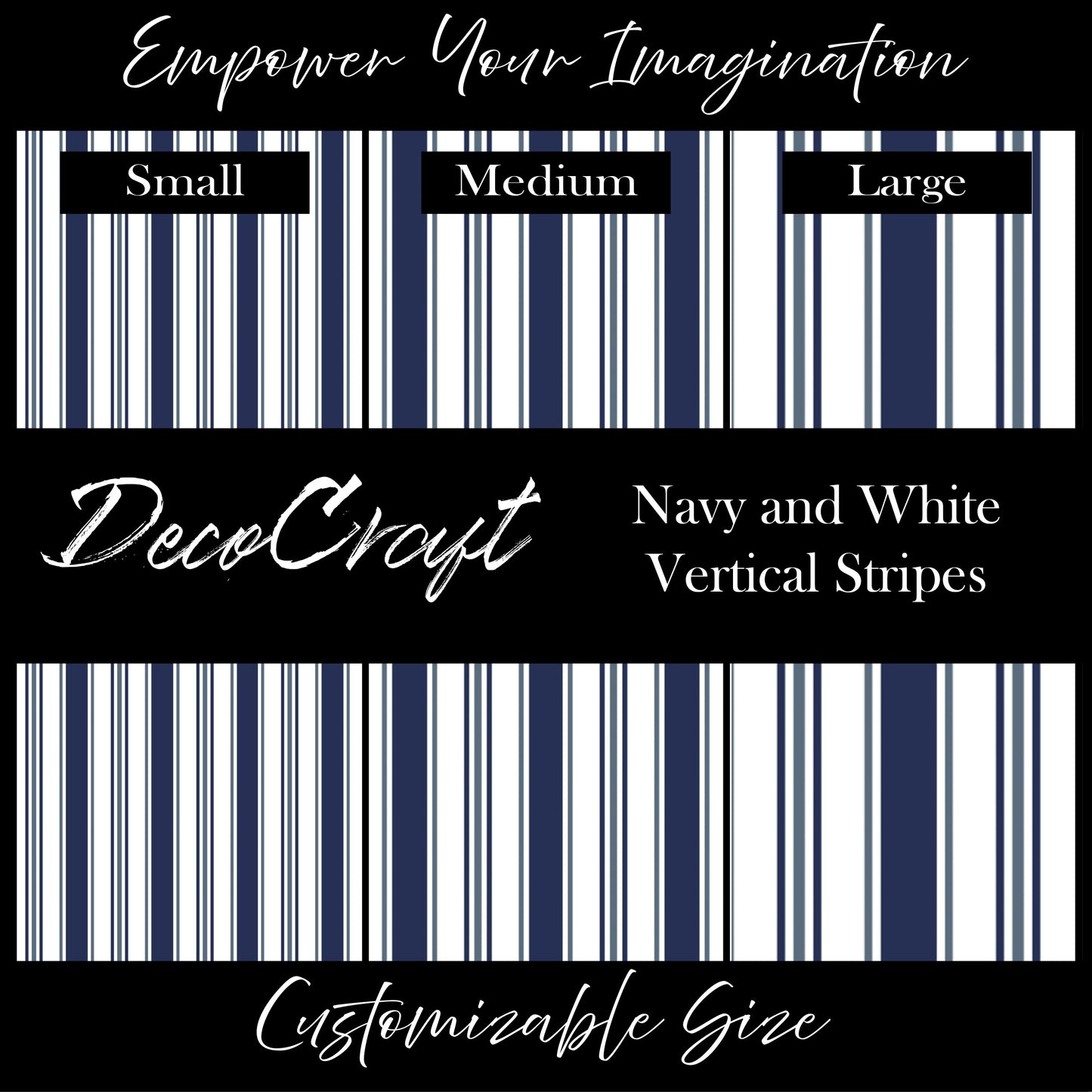 DecoCraft - Stripes - Navy and White Vertical Stripes