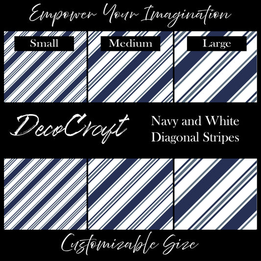 DecoCraft - Stripes - Navy and White Diagonal Stripes