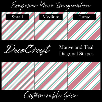 DecoCraft - Stripes - Mauve and Teal Diagonal Stripes