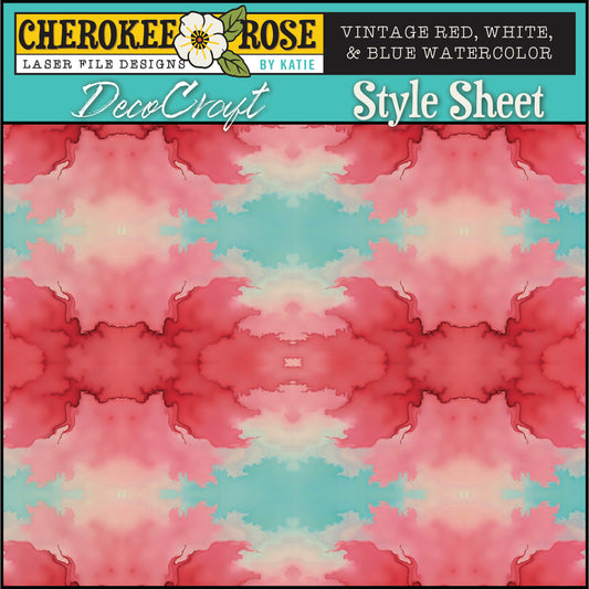 DecoCraft - Cherokee Rose - Style Sheet - Vintage Red, White, & Blue Watercolor