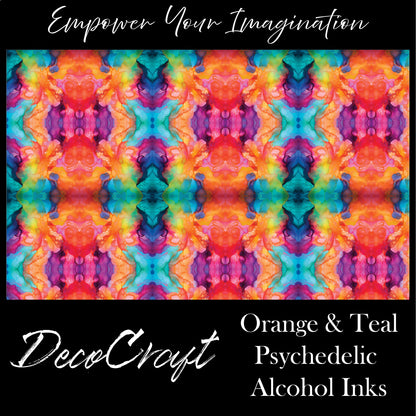 DecoCraft - Abstract - Orange & Teal Psychedelic Alcohol Inks