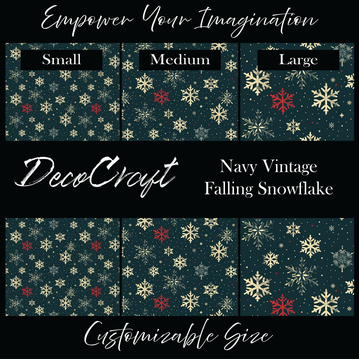 DecoCraft Christmas - Navy Vintage Falling Snowflake