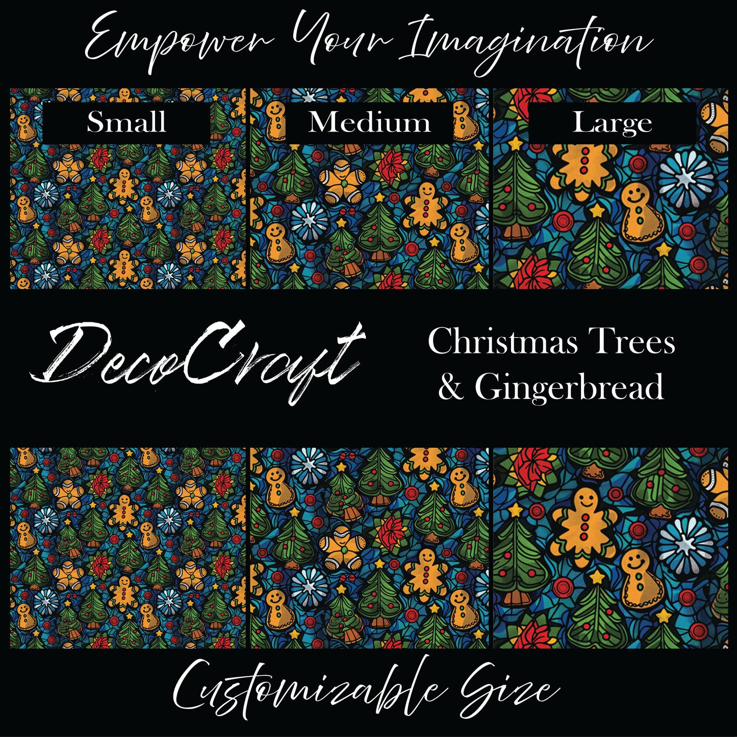 DecoCraft Christmas - Stained Glass - Christmas Trees and Gingerbread