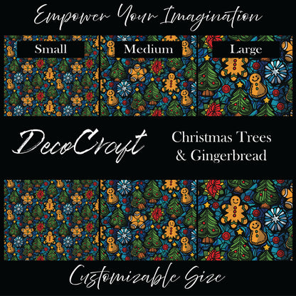 DecoCraft Christmas - Stained Glass - Christmas Trees and Gingerbread