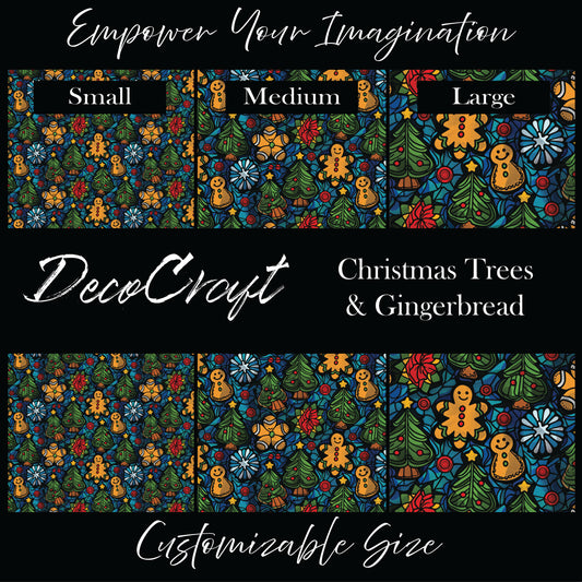 DecoCraft Christmas - Stained Glass - Christmas Trees and Gingerbread
