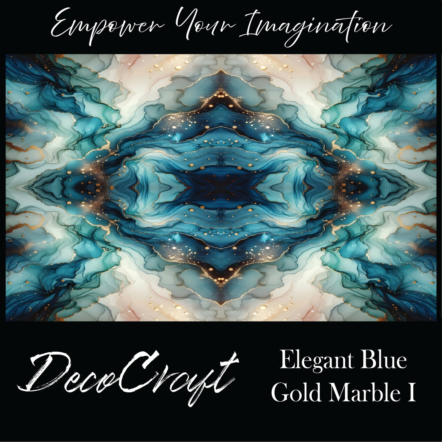 DecoCraft - Abstract - Elegant Blue & Gold Marble I