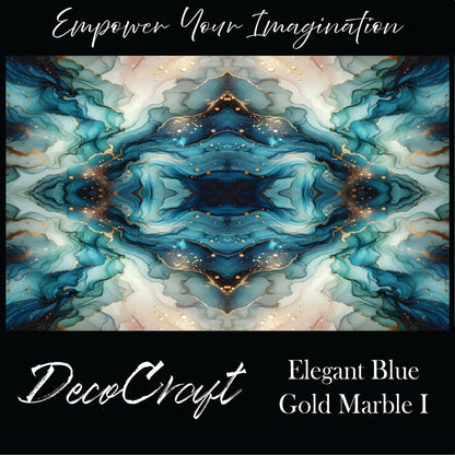DecoCraft - Abstract - Elegant Blue & Gold Marble I