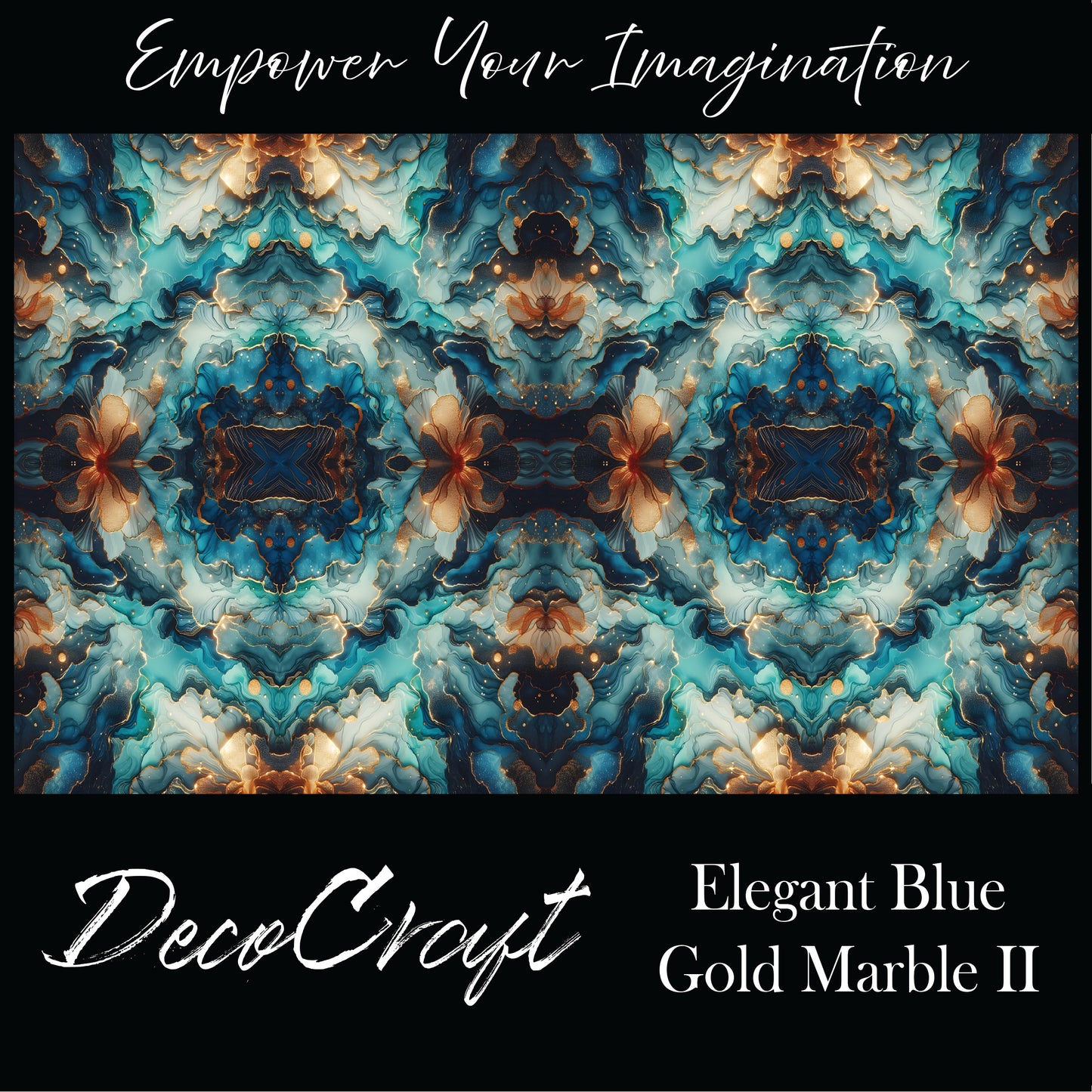 DecoCraft - Abstract - Elegant Blue & Gold Marble II